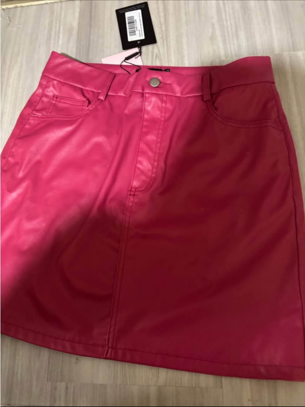 PrettyLittleThing Hot Pink Faux Leather Mini Skirt